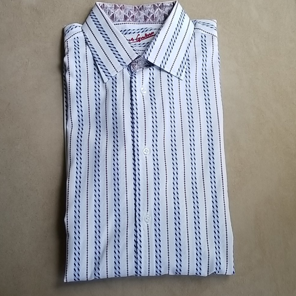Robert Graham 16 M/L Blue Striped Button Down